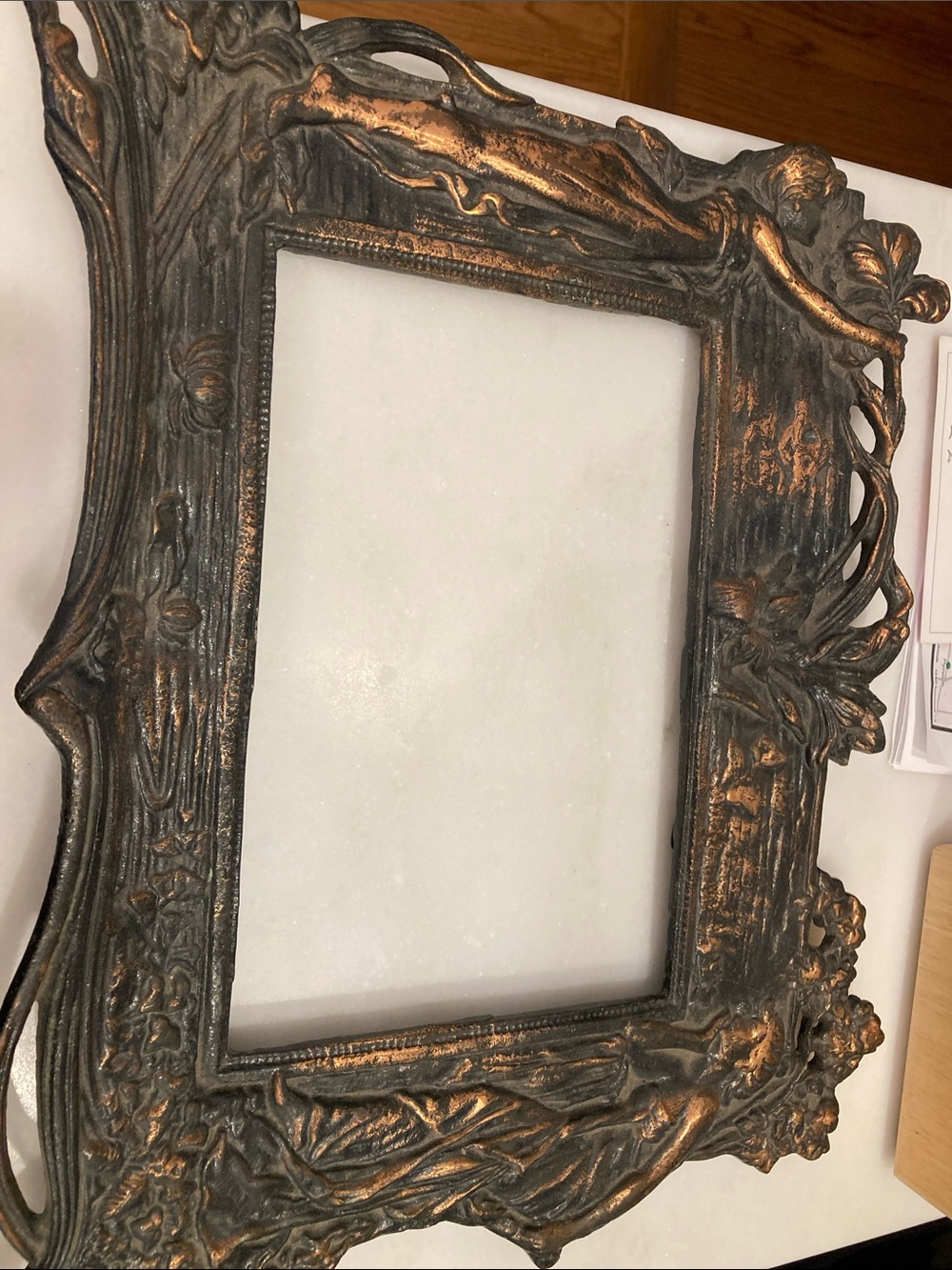 Stunning or deco/Art Nouveau picture frame pot metal/bronze
